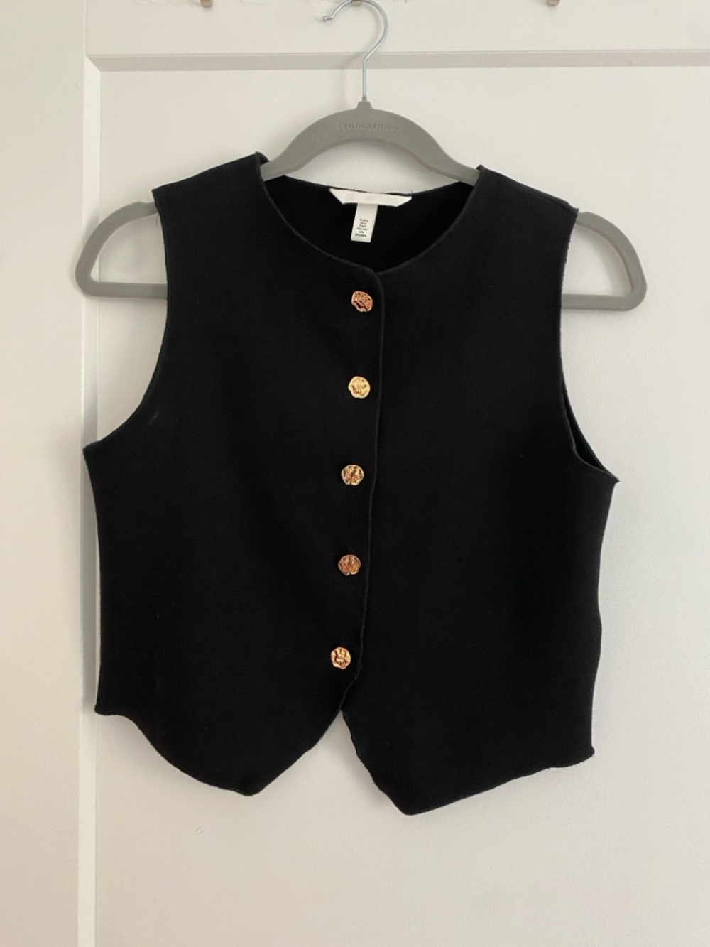 H&M Black Sleeveless Button Vest with Gold Buttons